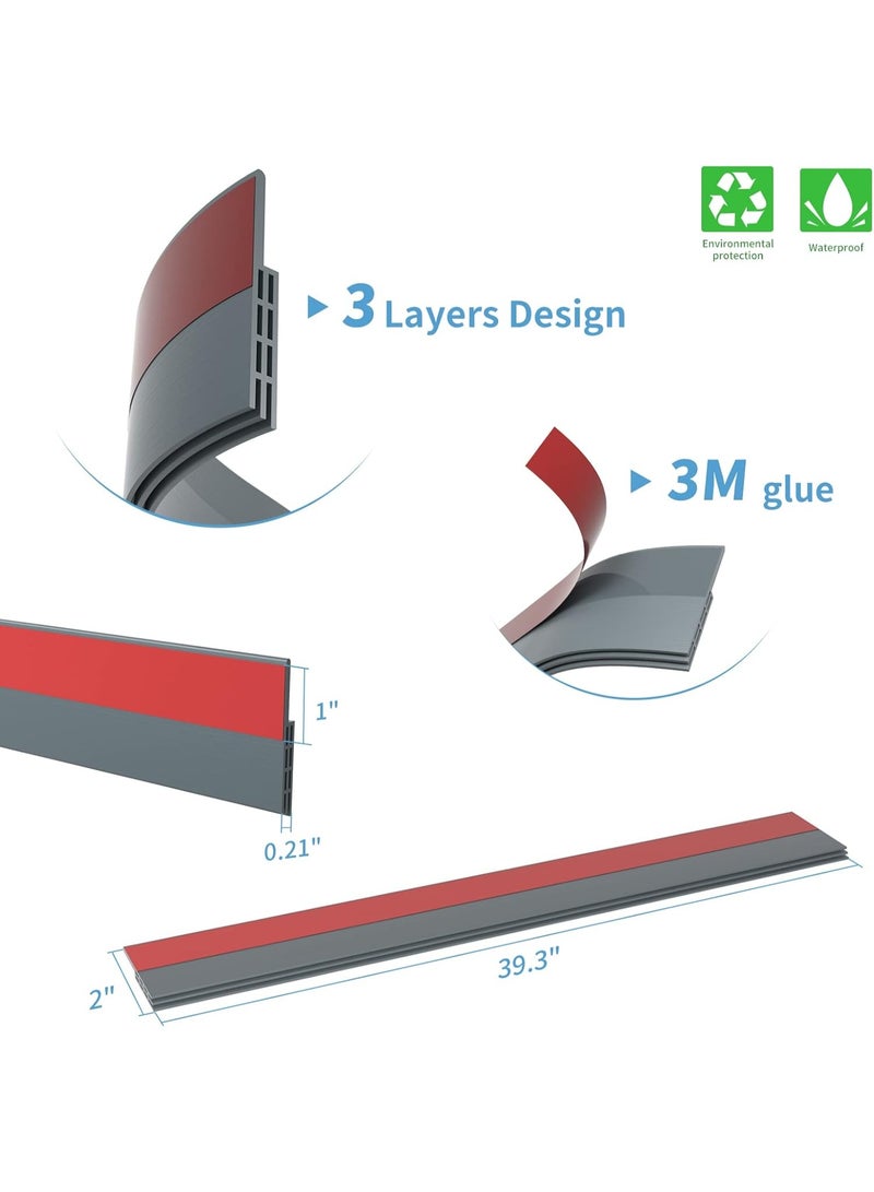 2 Pack Door Draft Stopper, Soundproof Door Sweep Weather Stripping for Doors, 2" W x 39" L, Grey - Image 2